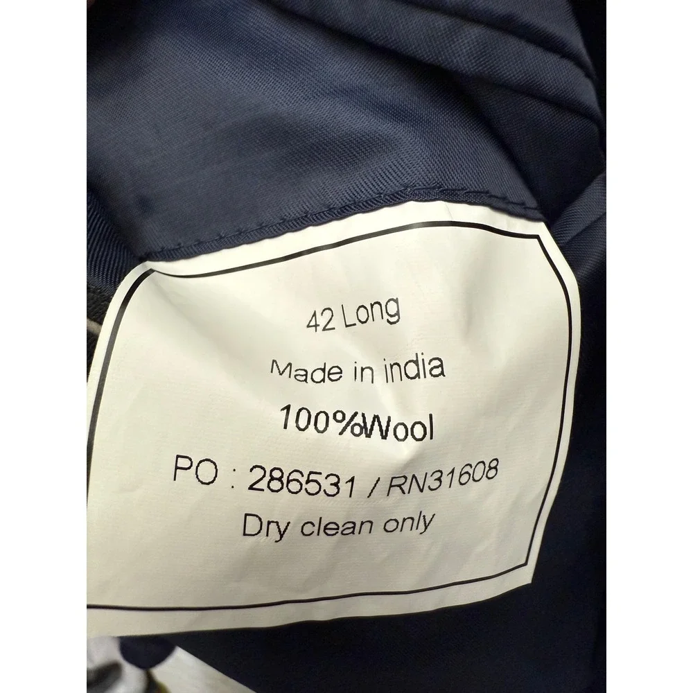 Jos A Bank 100% Wool 42 Long Dark Blue‎ Suit Sports Jacket Blazer